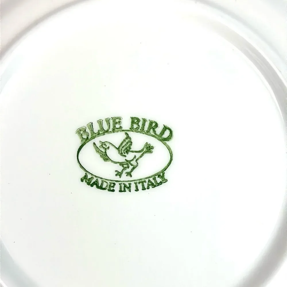 Blue Bird Ceramic Salad Plate Blue & White With Strawberries 7 ¾